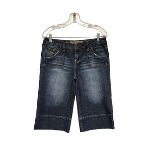 Hint Jeans Distressed Hem & Pockets Wipe Leg Cropped Capris Size 9